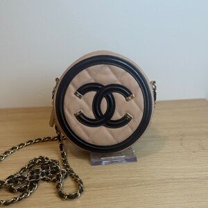 Chanel round filigree crossbody mini bag